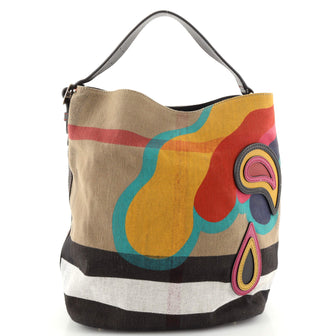 Burberry Ashby Bag Printed House Check Canvas with Applique Medium