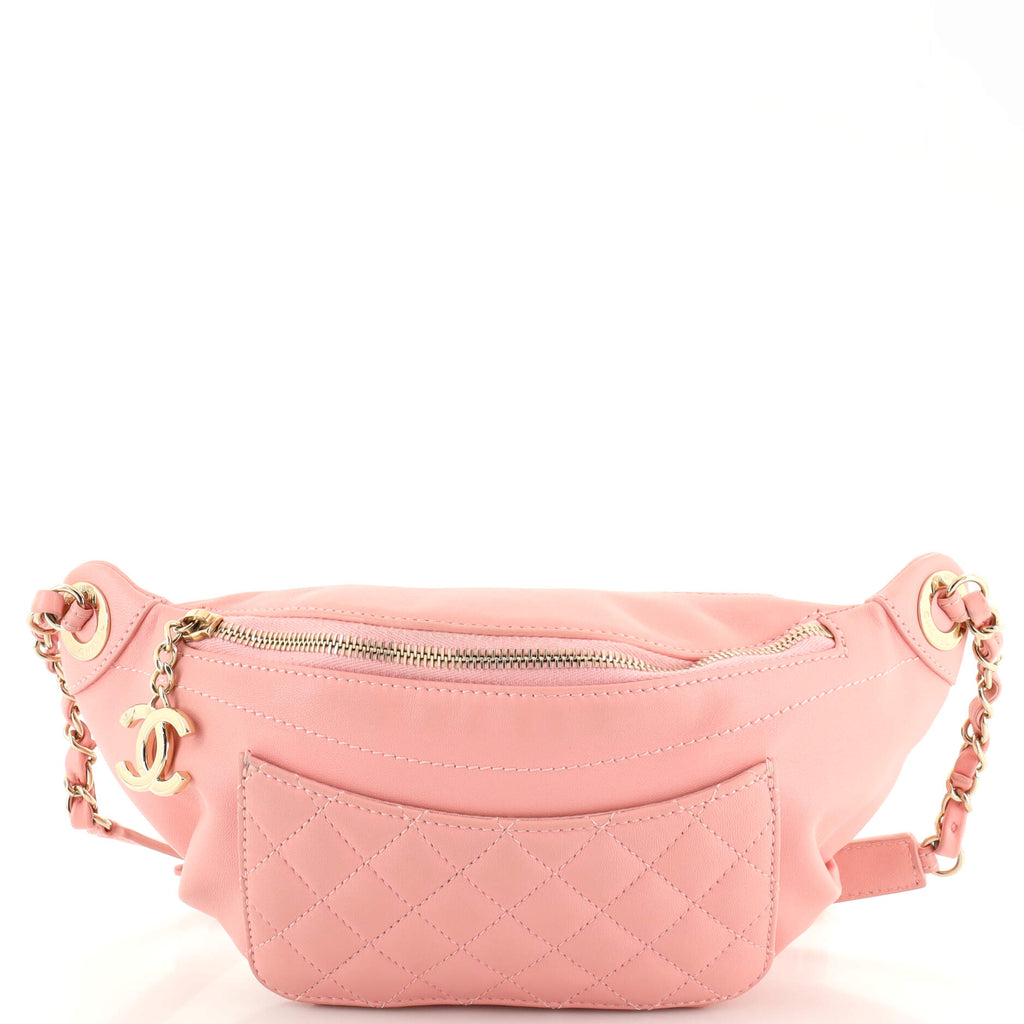 Chanel Bi Classic Waist Bag Quilted Lambskin Pink 19595113
