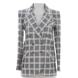 Chanel Women's CC Double Breasted Crystal Button Blazer Tweed