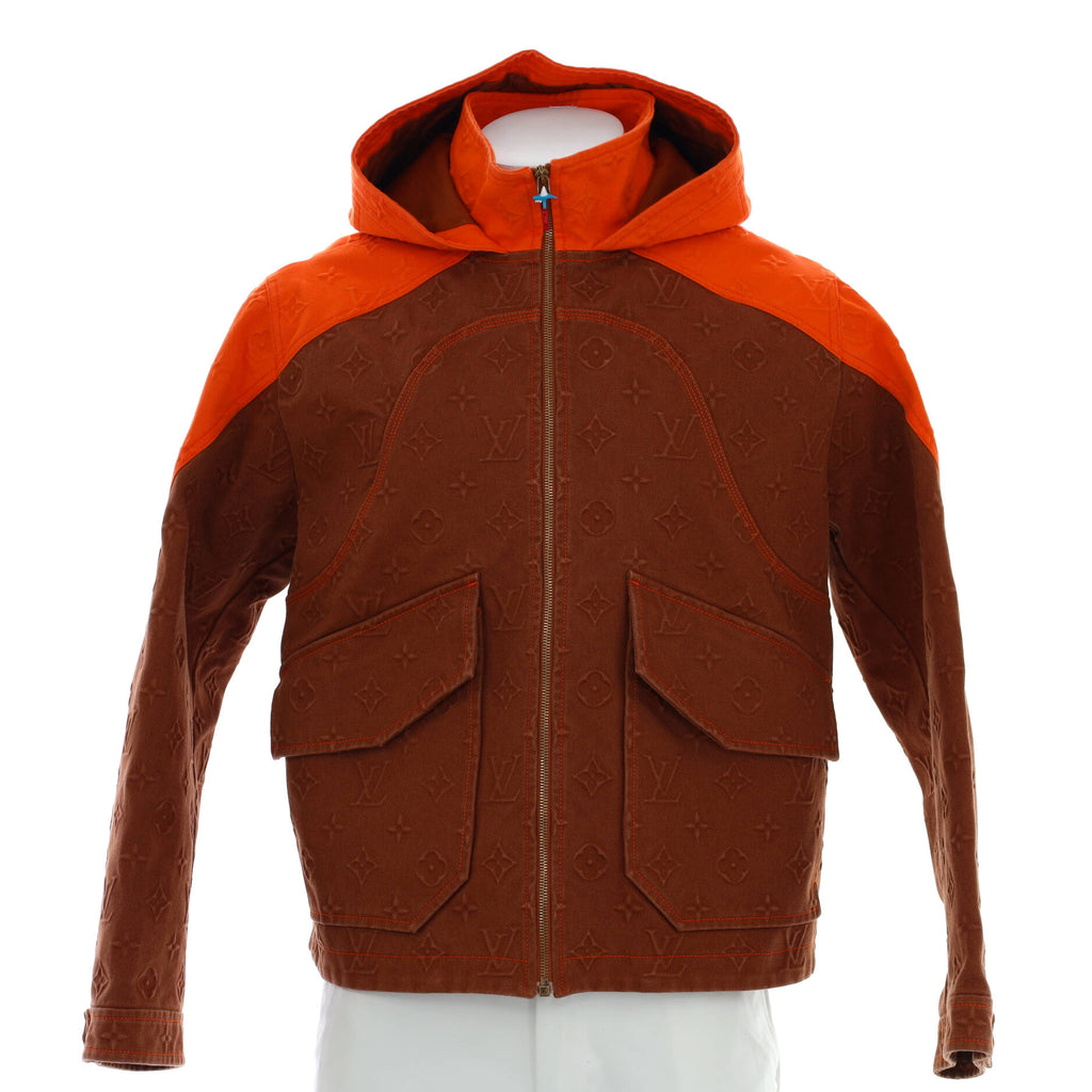 Louis Vuitton Monogram Hooded Denim Jacket in Orange for Men