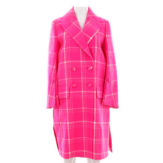 Fendi Women's Double Breasted Check Coat Wool