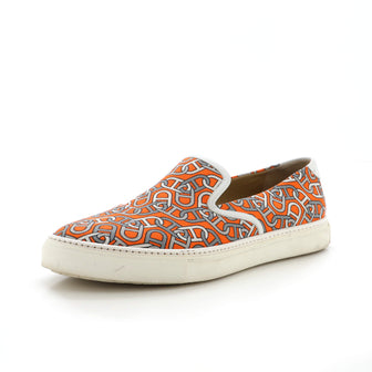 Hermes Men's Kick Sneakers Printed Canvas