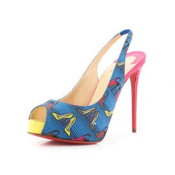 Christian Louboutin Women's Private Number Tissu Afri Loubi Pumps Printed Canvas 120