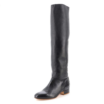 Chanel Women's CC Knee High Boots Stitched Calfskin