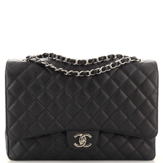 Chanel Classic Double Flap Bag Quilted Caviar Jumbo