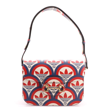 Gucci x Adidas Horsebit 1955 Shoulder Bag Interlocking G and Trefoil Printed Leather