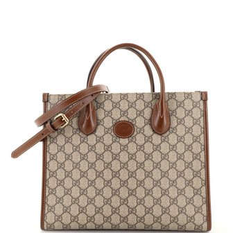 Gucci Structured Top Handle Open Tote GG Coated Canvas Small