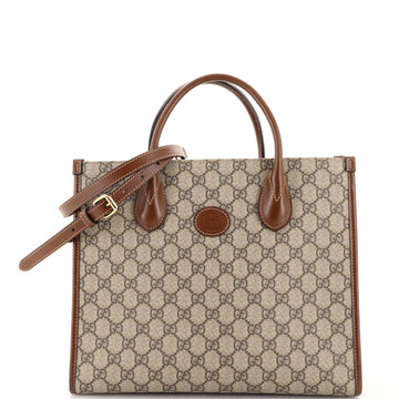 Gucci Structured Top Handle Open Tote GG Coated Canvas Small