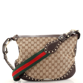 Gucci Pelham Web Hobo Studded GG Canvas Medium