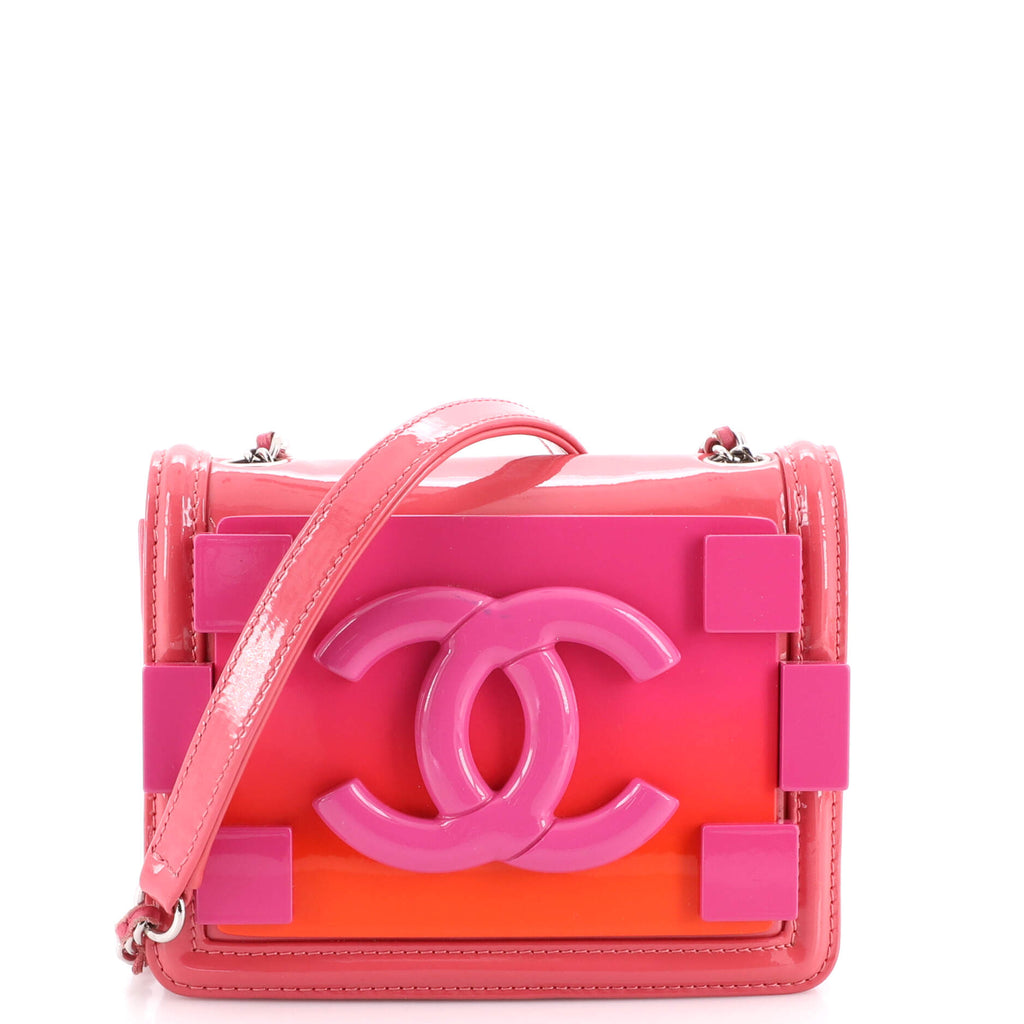 Chanel Boy Brick Flap Bag Patent and Plexiglass Mini Pink 1959512