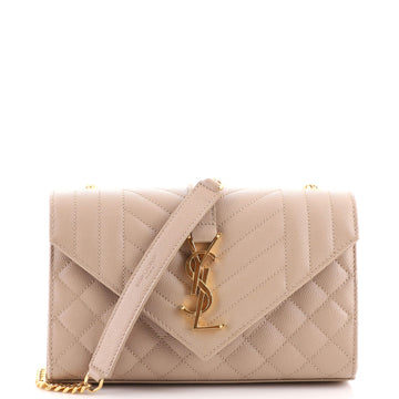 Saint Laurent Classic Monogram Envelope Satchel Mixed Matelasse Leather Small