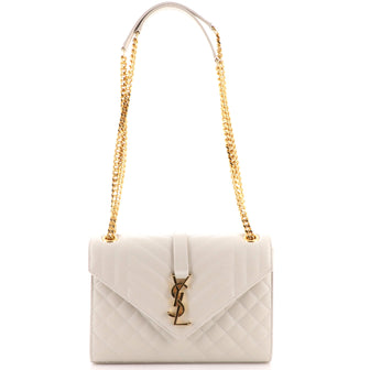 Saint Laurent Classic Monogram Envelope Satchel Mixed Matelasse Leather Medium
