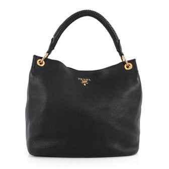 Prada Rolled Hobo Vitello Daino Large Black