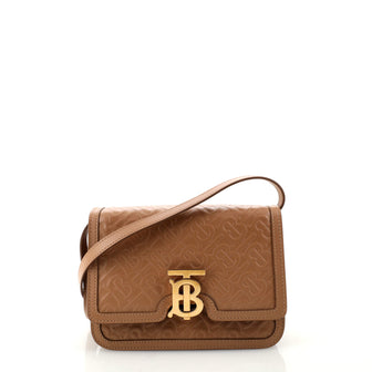 Burberry TB Flap Bag Monogram Embossed Leather Small