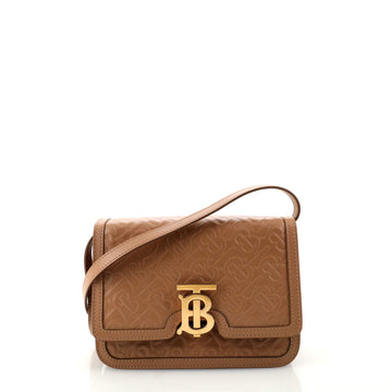 Burberry TB Flap Bag Monogram Embossed Leather Small