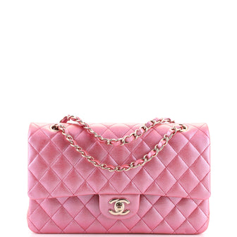 Chanel Classic Double Flap Bag Quilted Metallic Caviar Medium