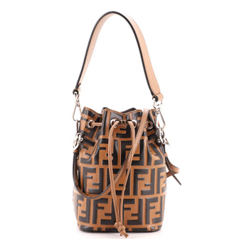 Fendi Mon Tresor Bucket Bag Zucca Embossed Leather Mini
