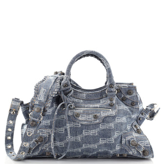 Balenciaga Neo Cagole City Bag Monogram Denim Medium