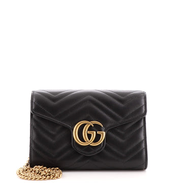Gucci GG Marmont Chain Wallet Matelasse Leather Mini