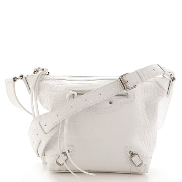 Balenciaga Neo Classic Hobo Crocodile Embossed Leather XS