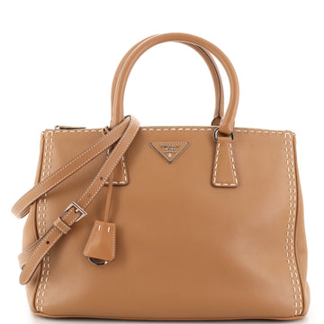 Prada Galleria Double Zip Tote Stitched City Calf Medium