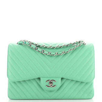 Chanel Classic Double Flap Bag Chevron Caviar Jumbo