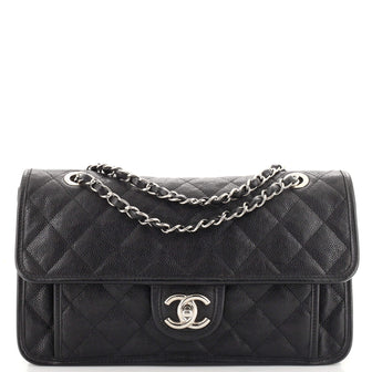 Chanel French Riviera Flap Bag Quilted Caviar Medium
