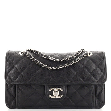 Chanel French Riviera Flap Bag Quilted Caviar Medium