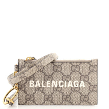 Gucci x Balenciaga The Hacker Project Zip Card Case with Strap GG Coated Canvas