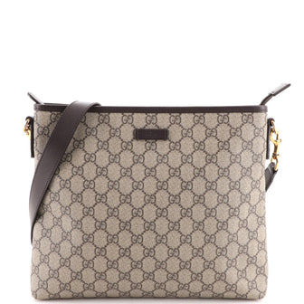 Gucci Zip Top Messenger Bag GG Coated Canvas Medium