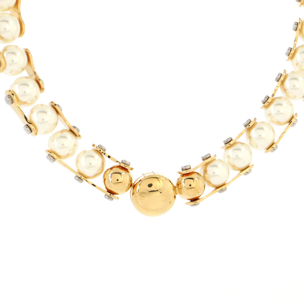 Louis Vuitton Lv Speedy Pearls One Rank Necklace in Metallic