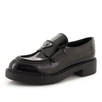 Prada Women's Triangle Logo Loafers Spazzolato Leather