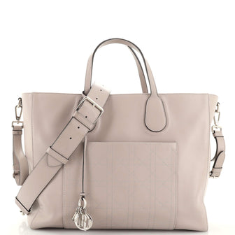 Christian Dior Front Pocket Shopping Tote Leather with Cannage Quilt Detail Medium