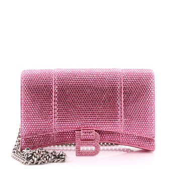 Balenciaga Hourglass Chain Wallet Suede with Crystals XS