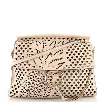 Chloe Faye Shoulder Bag Laser Cut Leather Medium