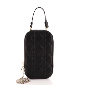 Christian Dior Lady Dior Phone Holder on Chain Cannage Quilt Lambskin