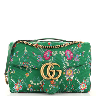 Gucci GG Marmont Top Handle Flap Bag Matelasse Floral Jacquard Maxi