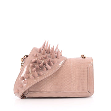Christian Louboutin Artemis Shoulder Bag Spiked Snakeskin Mini Pink 1963107