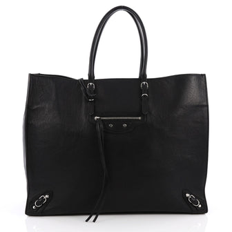 Balenciaga Papier A4 Classic Studs Handbag Leather Medium Black 1963112