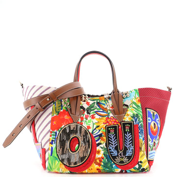Christian Louboutin Caracaba Tote Embellished Canvas with Leather Small