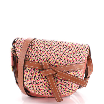 Loewe Gate Shoulder Bag Leather with Raffia Small