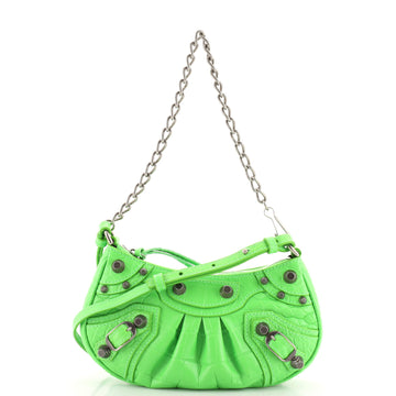 Balenciaga Le Cagole Giant Studs Chain Shoulder Bag Crocodile Embossed Leather with Crystals Mini