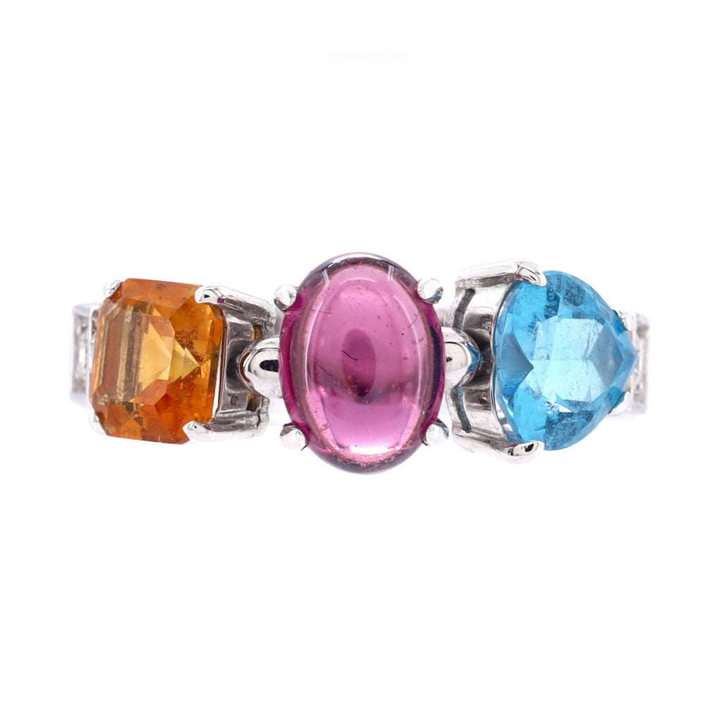 Bvlgari Allegra Ring 18K White Gold with Diamonds and Gemstones 196379