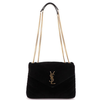 Saint Laurent LouLou Shoulder Bag Matelasse Chevron Velvet Small