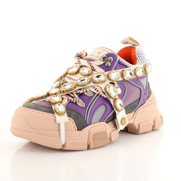 Gucci Flashtrek Sneakers Fabric and Leather with Crystals
