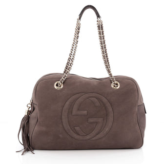 Gucci Soho Chain Zipped Shoulder Bag Nubuck Medium Brown 1964802