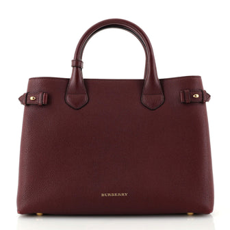 Burberry Banner Tote Leather and House Check Canvas Medium