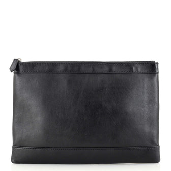 Balenciaga Navy Zip Pouch Leather Medium
