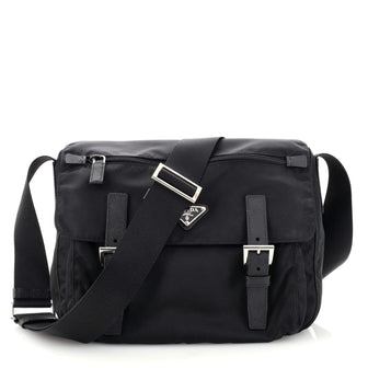 Prada Zip Buckle Messenger Bag Tessuto Medium