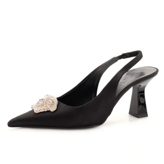 Versace Women's La Medusa Slingback Pumps Satin with Crystals